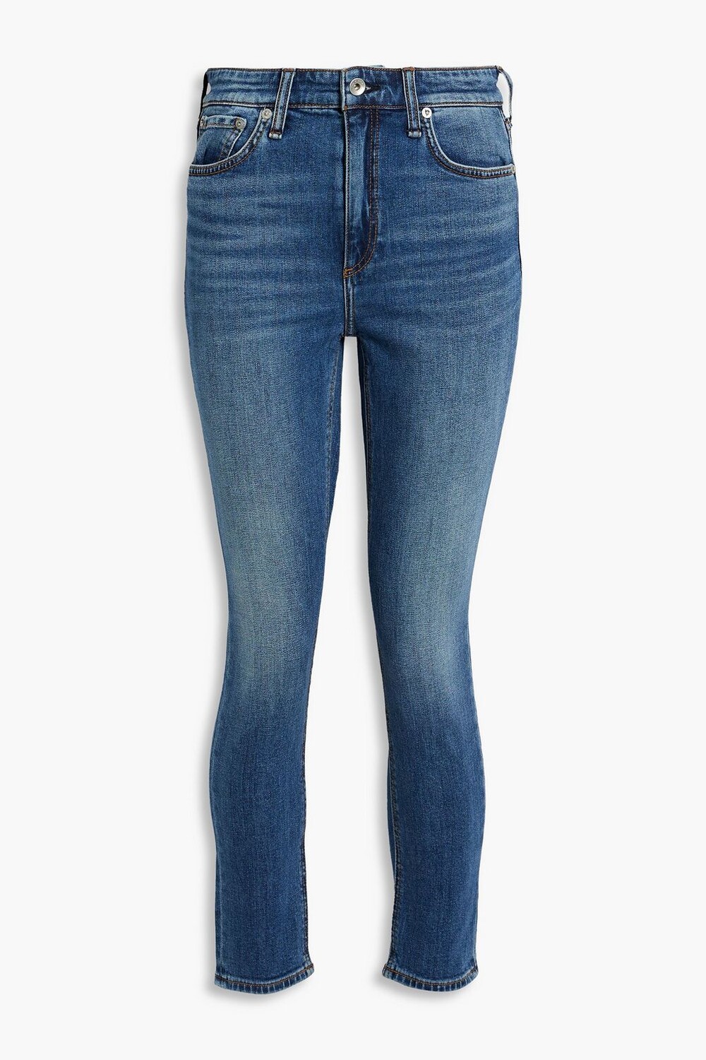 

Укороченные джинсы скинни Nina с высокой посадкой RAG & BONE, синий