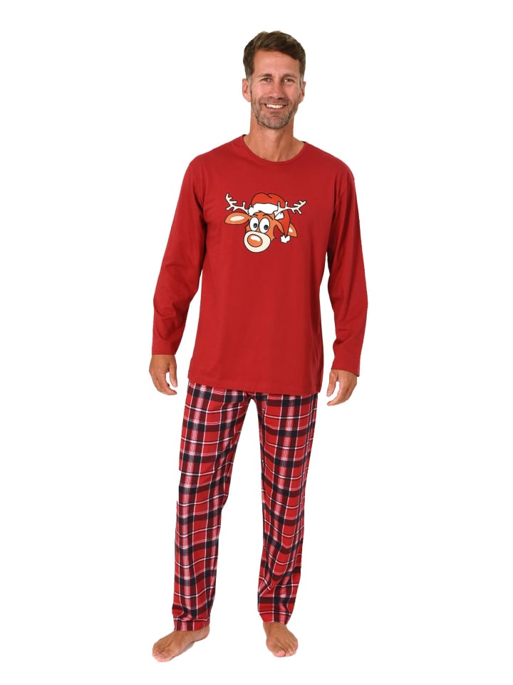 

NORMANN Рождественская пижама с длинными рукавами и изображением оленей - 88358, красная