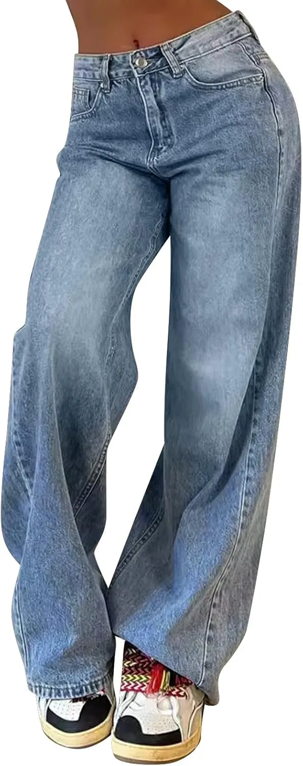 

Женские джинсы Mid Rise Baggy Denim с прямым широким кроем