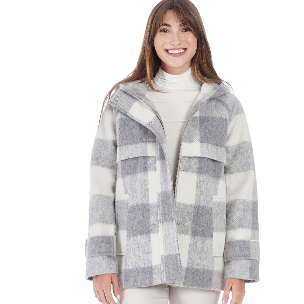 

Женская дафлкот в клетку Nine West, цвет Gray White Plaid