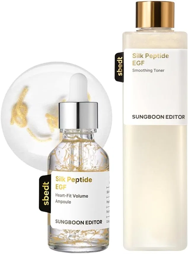 Набор для лица Сыворотка Silk Peptide EGF Heart-Fit Volume Amp 35 мл + Тонер Smoothing Toner 300 мл SUNGBOON EDITOR