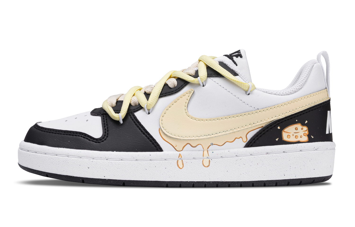 

Nike Бордшопы Court Borough Melty Cheese нескользящие устойчивые к истиранию низкие скейтерские кроссовки White Black Yellow детские