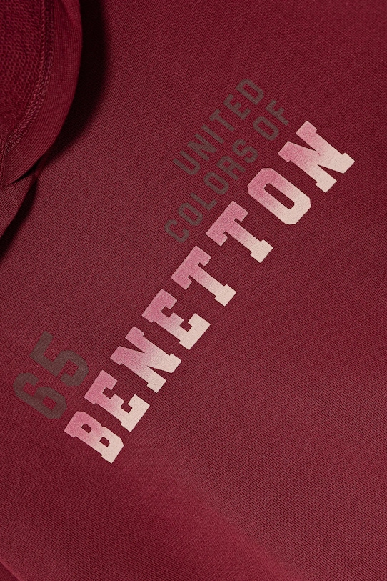 Детская хлопковая толстовка United Colors Of Benetton, бордовый — фото 3
