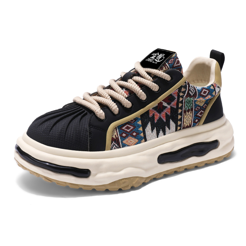 

Jinho Мужские противоскользящие повседневные кеды на платформе черные, цвет Black