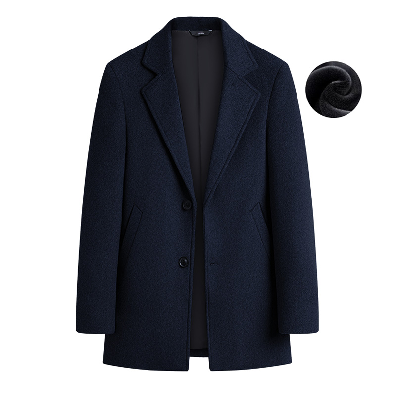 

Пальто Unisex с воротником-стойкой утепленное прямое VanCamel, темно-синий fleece-lined