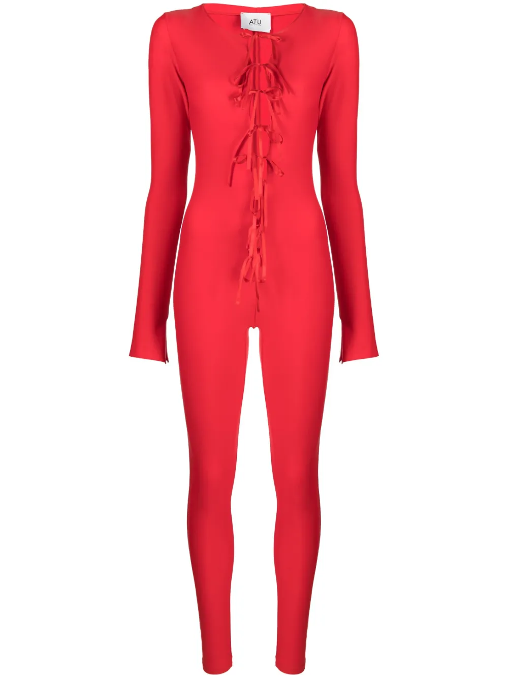 

Атласный комбинезон с завязками Atu Body Couture, красный