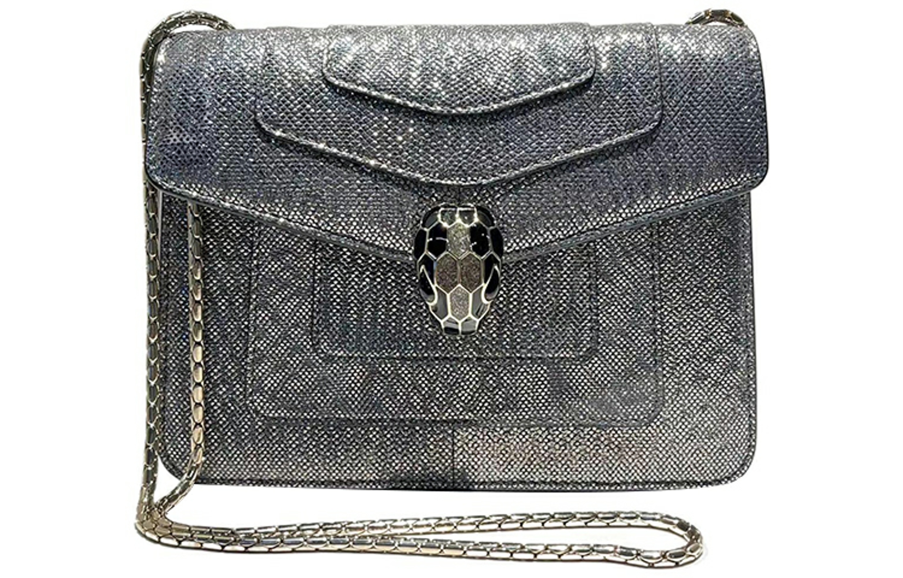 

BVLGARI Сумка через плечо Serpenti Forever Water Snake Skin для женщин, цвет charcoal black diamond