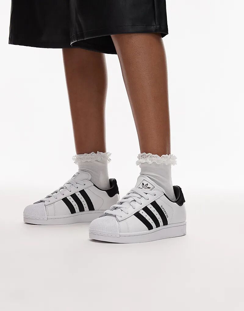 Кроссовки Adidas Originals Superstar II из белого и черного конского волоса
