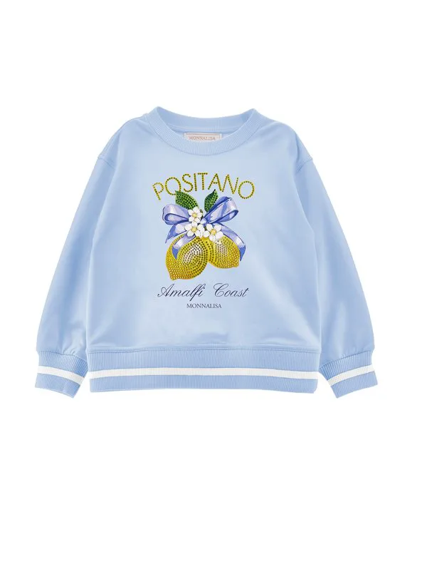 Толстовка felpa стрейч st.limoni f felpa Monnalisa, Light Blue