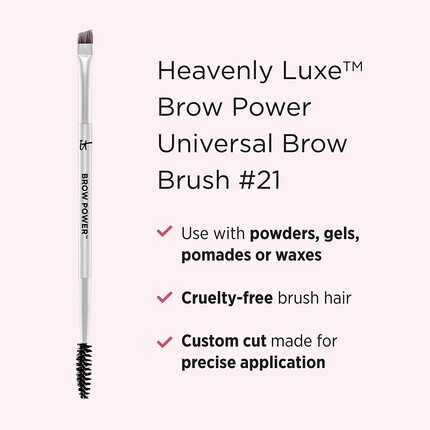 Универсальная кисть-трансформер для бровей Heavenly Luxe Brow Power № 21 — скошенная кисть + кисть-скоба — для естественного вида, полированных бровей, It Cosmetics — фото 2