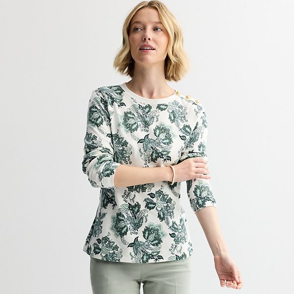 

Женский свитшот с золотыми пуговицами Croft & Barrow, Sage Paisley Floral, Золотой, Женский свитшот с золотыми пуговицами Croft & Barrow, Sage Paisley Floral