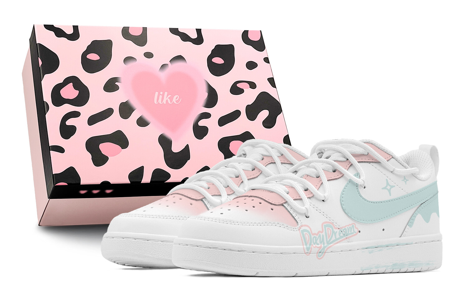 

Кроссовки Nike Court Borough Skateboarding Shoes Women's Low-top White, розовый
