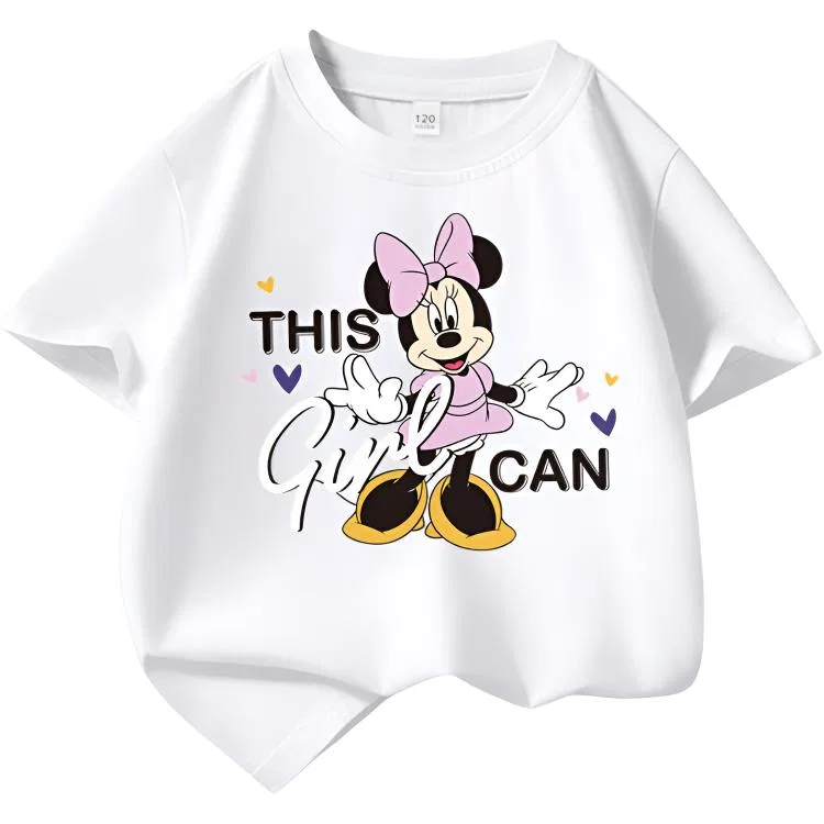 Футболка детская с принтом Minnie Disney оранжевая — фото 3