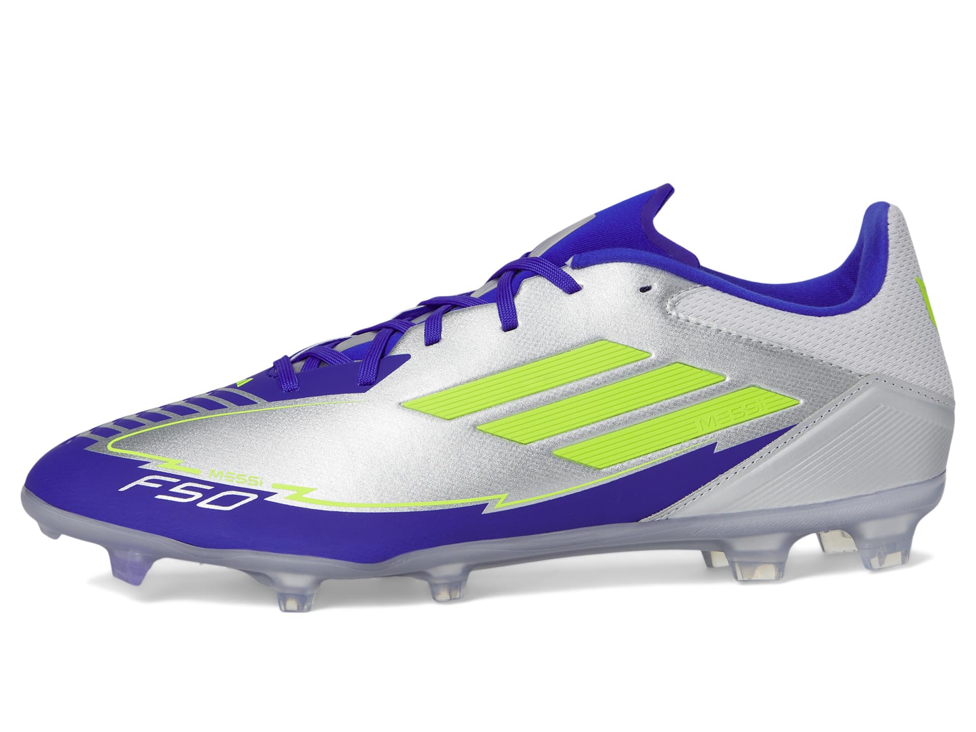 Кроссовки Unisex adidas F50 League Messi Firm Ground/Multi Ground, цвет Silver Metallic/Solar Yellow/Lucid Blue — фото 4