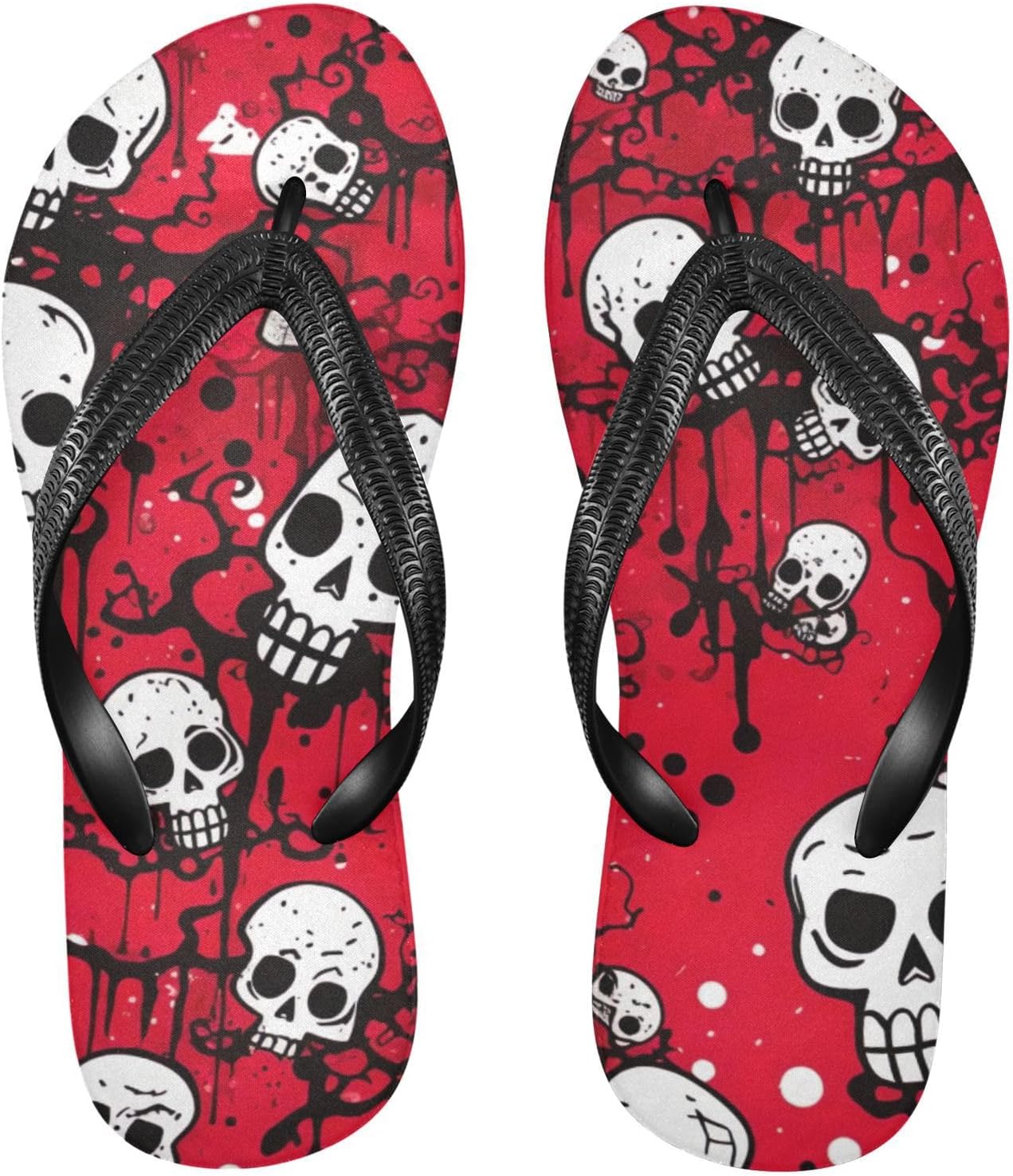

Красные шлепанцы с черепом, пляжные летние повседневные сандалии для женщин и мужчин, тапочки для душа, размер XS Kfbe