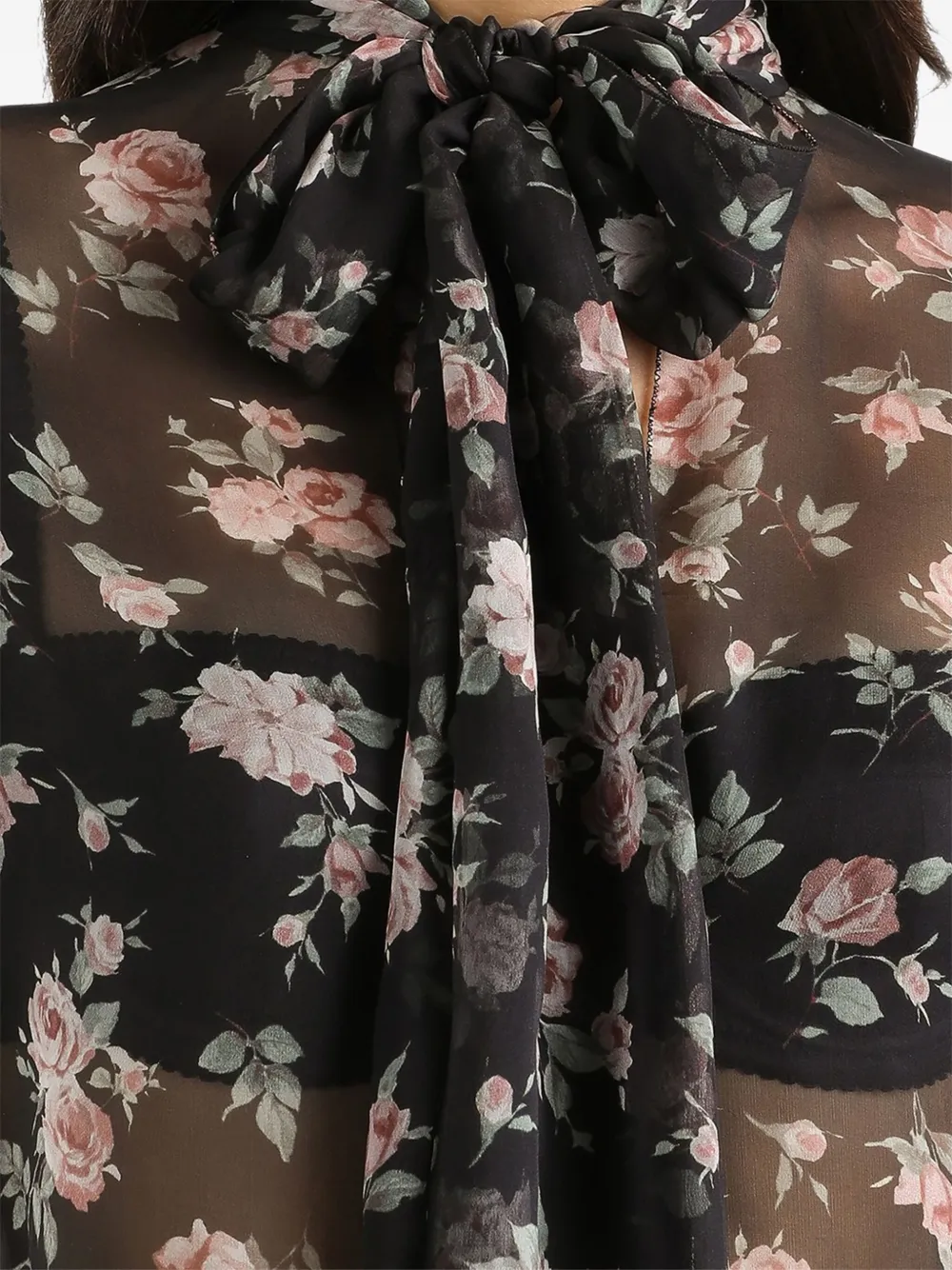 Блузка с цветочным принтом Dolce & Gabbana, черный — фото 2