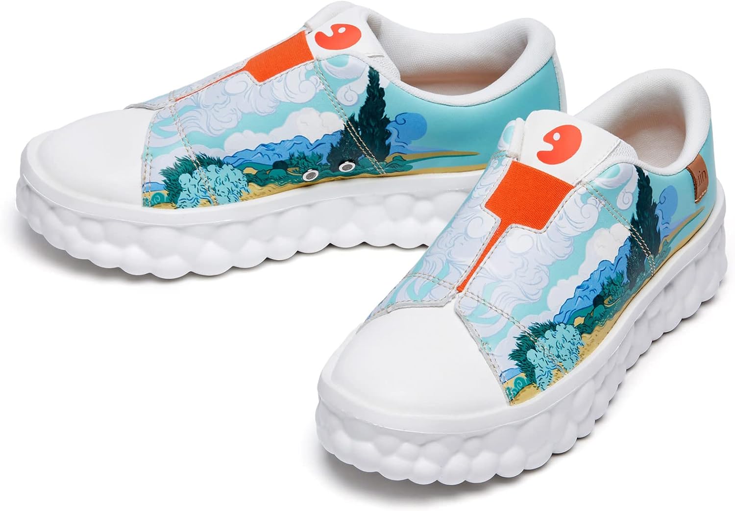 

Мужские модные кроссовки UIN Легкие прогулочные повседневные слипоны Художественно раскрашенные спортивные путешественные скейт-кроссовки Las Ramblas, Las Ramblas-van Gogh Wheatfield With Cypresses