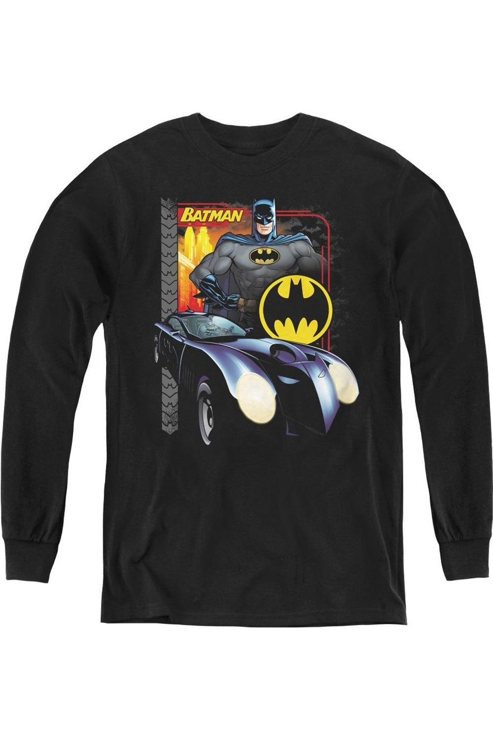

Футболка с длинным рукавом Batman Bat Racing для детей Gildan, черный