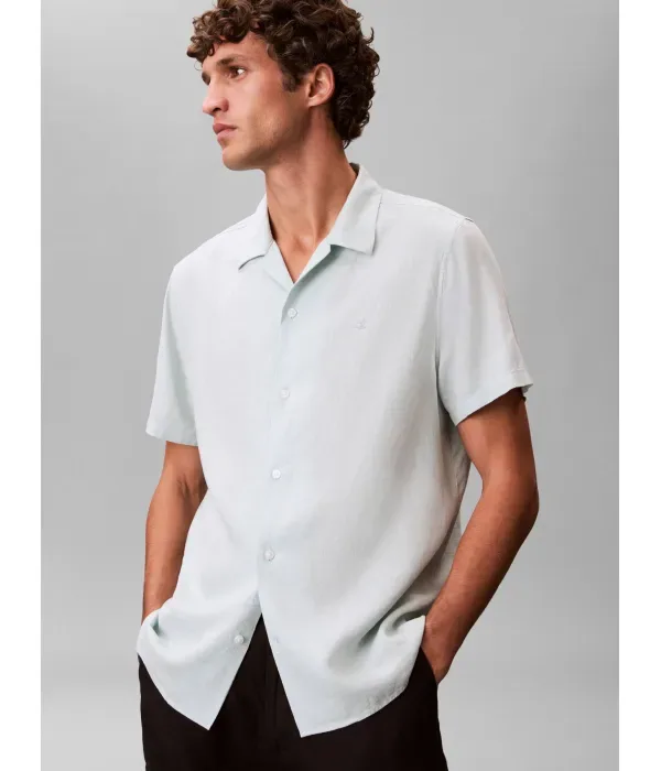 Льняная рубашка classic fit Calvin Klein, фисташковый — фото 4