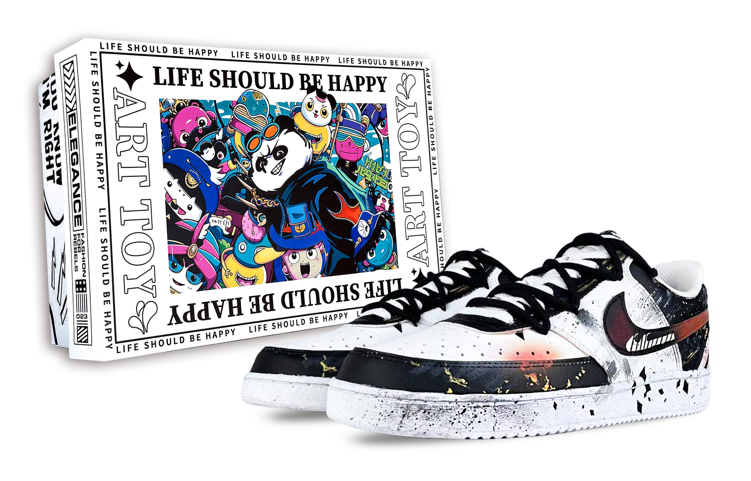 

Nike Кроссовки Court Vision 1 мужские низкие бело-черные с красными вставками, цвет Red White Black