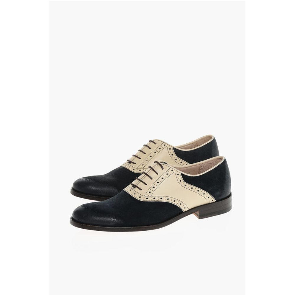 

Двухцветные замшевые и кожаные туфли-оксфорды Quarter Brogues Corneliani, синий