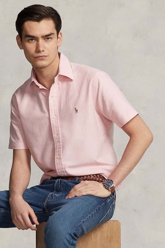 

Хлопковая рубашка Polo Ralph Lauren, розовый