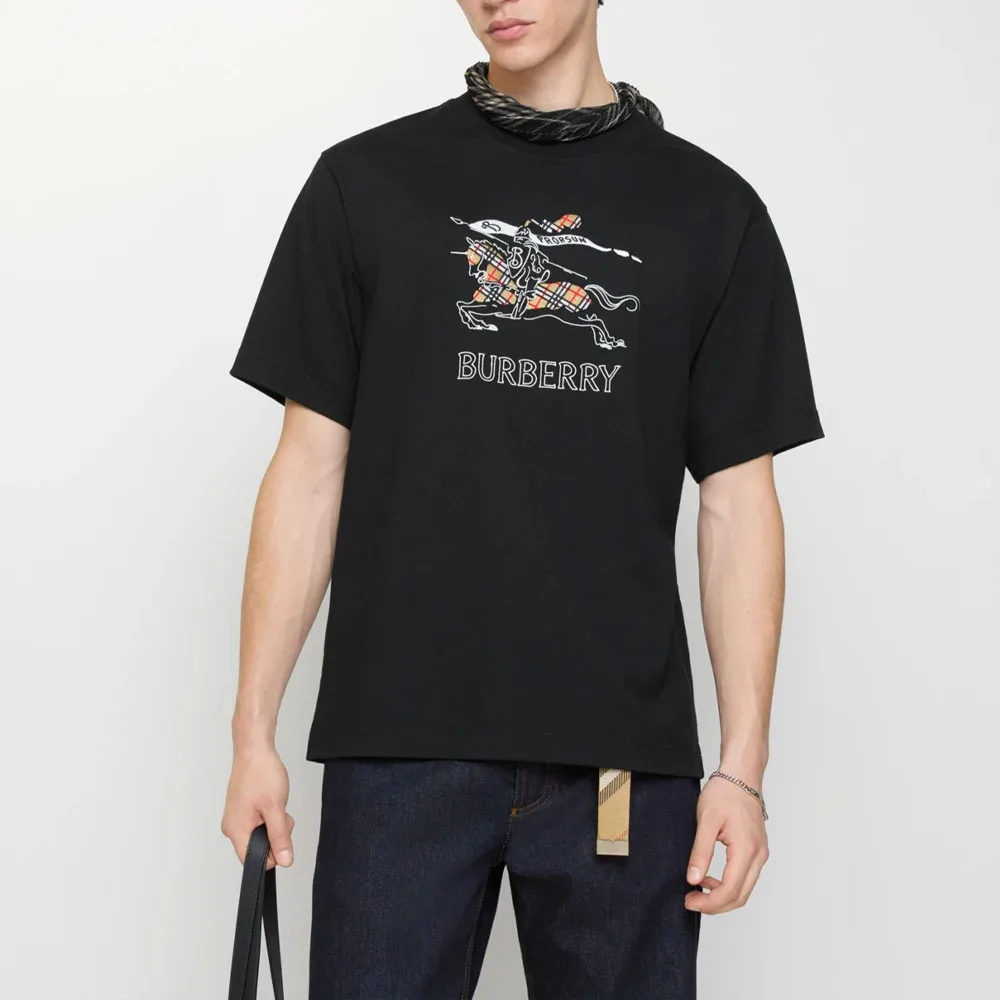 Футболка Burberry Equestrian Knight, хлопок, черный — фото 3