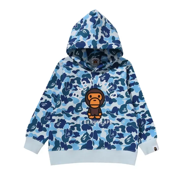 Детская толстовка BAPE Kids ABC Camo Baby Milo Pullover Hoodie, синяя