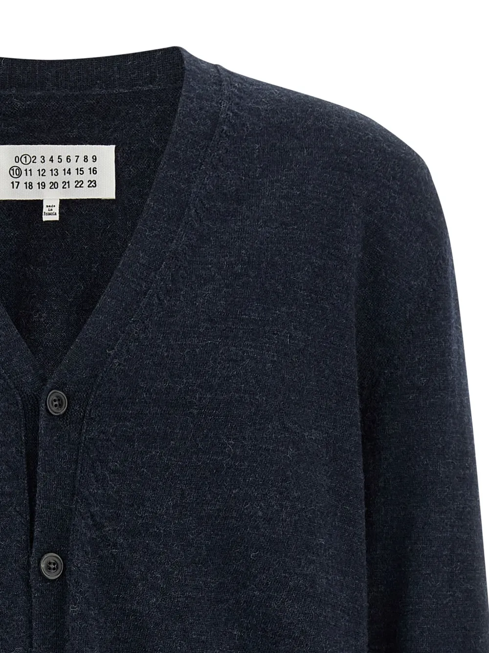 Кардиган с V-образным вырезом и нашивками на локтях MAISON MARGIELA, синий — фото 3