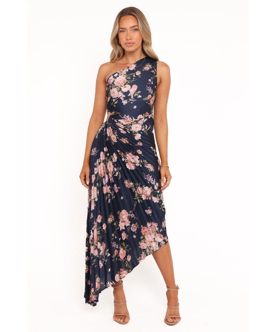 

Женское длинное платье Kleo на одно плечо - темно-синее с цветочным принтом Petal and Pup, Blue