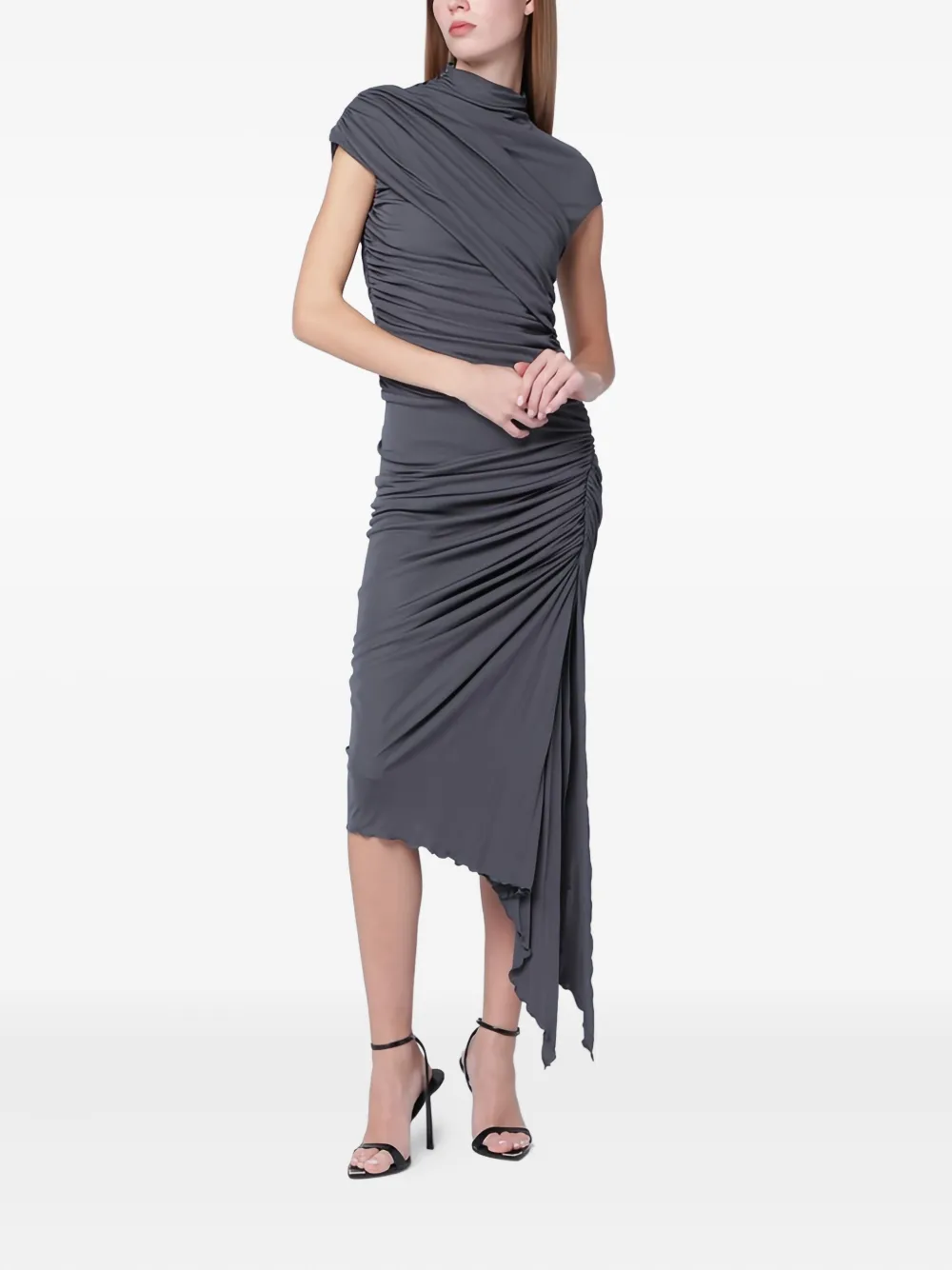 

Драпированное платье миди Francesco Murano, серый