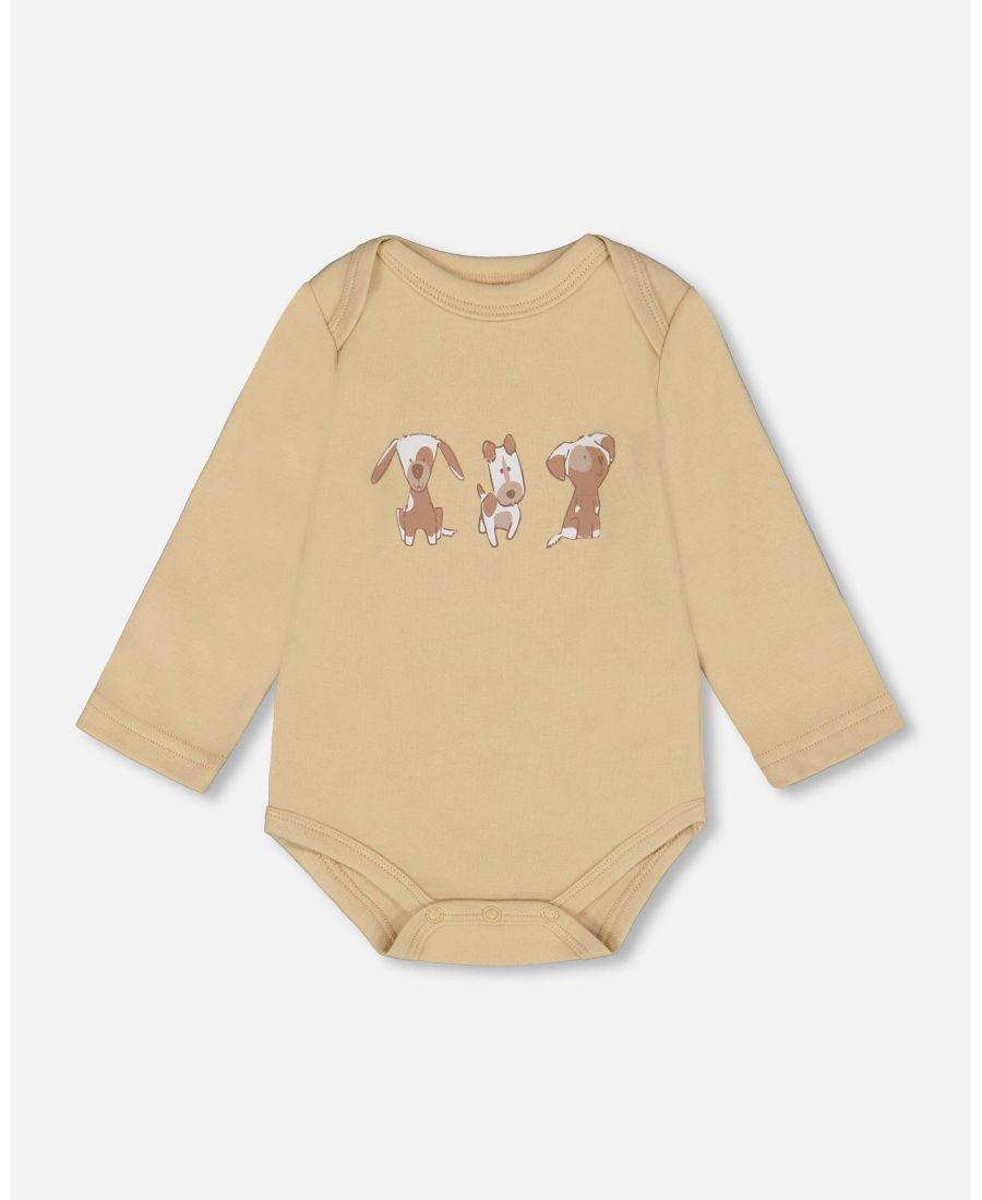 

Детский хлопковый комбинезончик для мальчика, светло-карамельный цвет - для малыша Deux par Deux, Light caramel