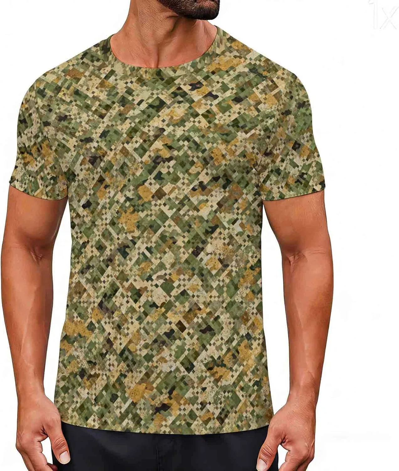 

Футболка Camo для мужчин, лето 2026, короткий рукав, Crewneck