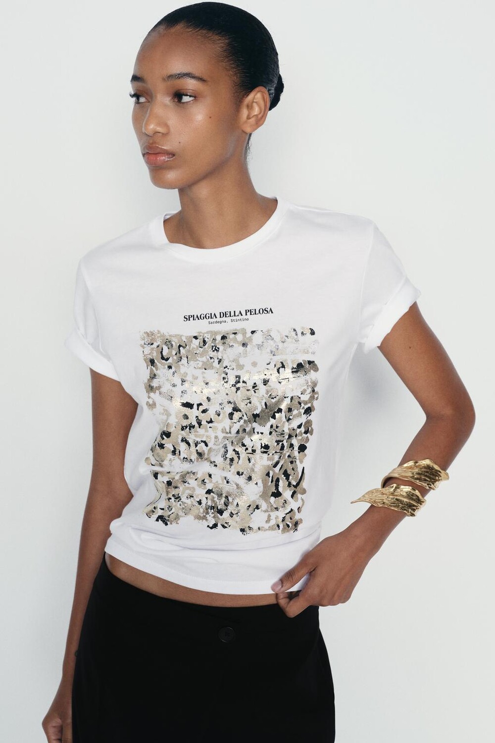 

Металлическая футболка ZARA, золотой