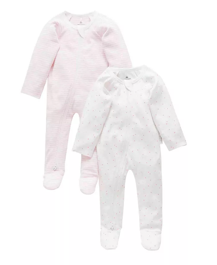 

Детский комбинезон на молнии, 2 шт Purebaby, розовый