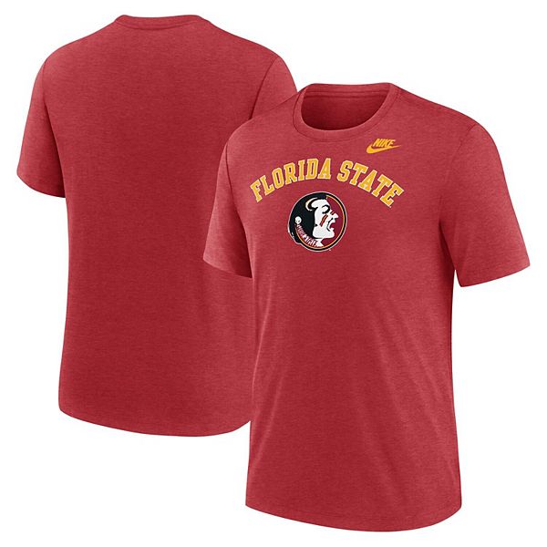 Мужская футболка florida state seminoles legacy arch tri-blend цвета верескового граната Nike — фото 2