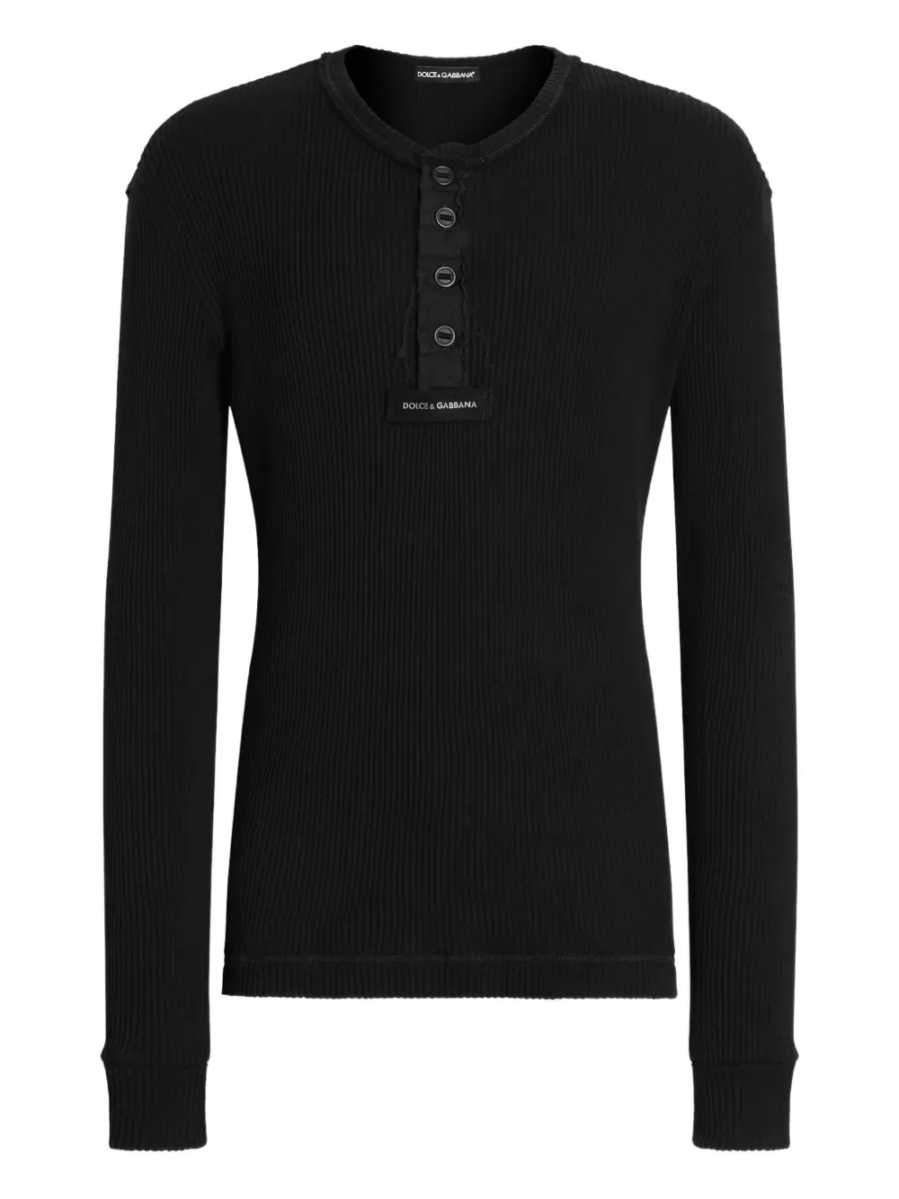 Рубчатая футболка на пуговицах Dolce & Gabbana, черный