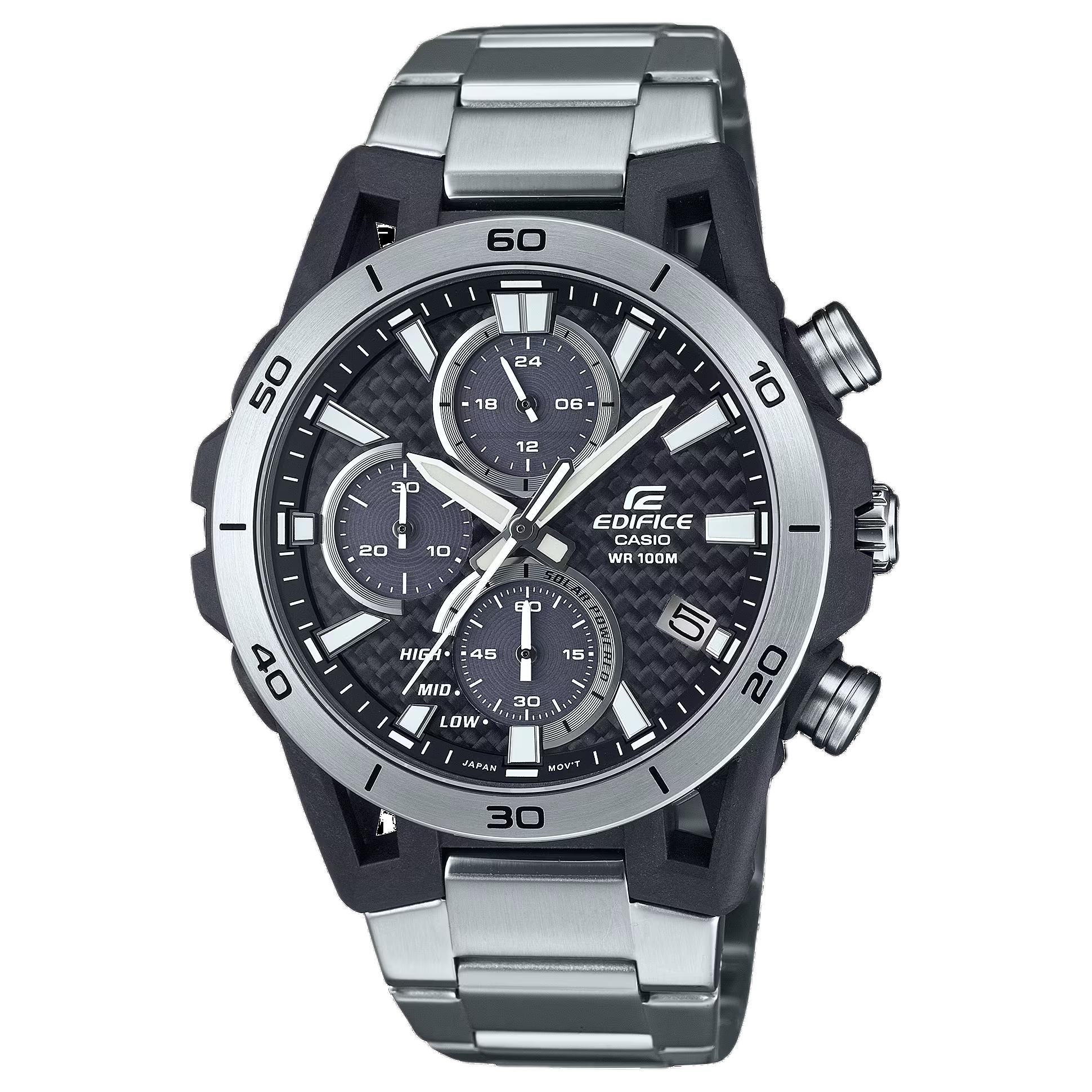 

CASIO Часы EDIFICE Collection Solar Quartz Movement Stainless Steel Strap Watch Men's Watch Black Dial, Black Dial