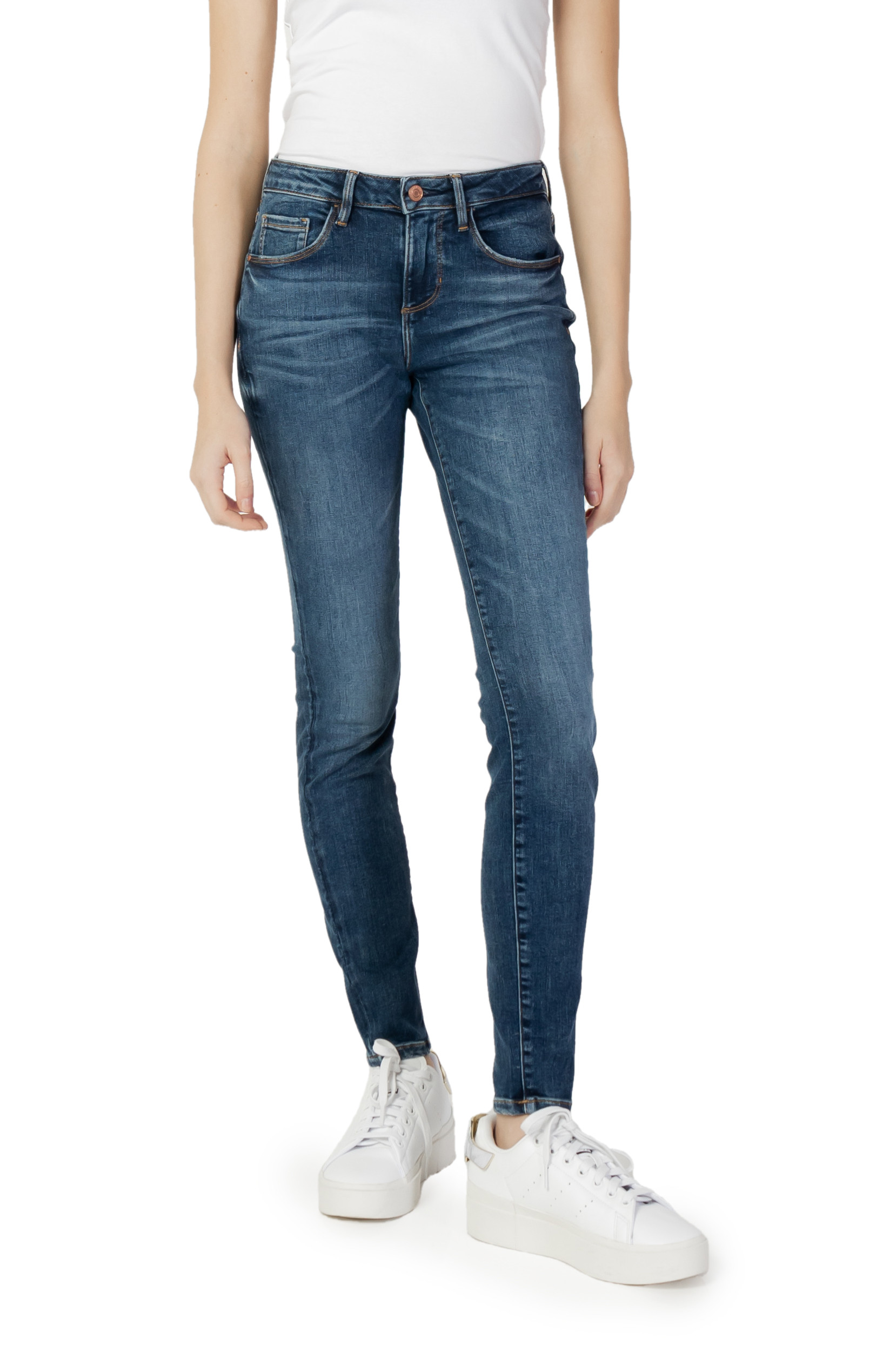 

Джинсы Guess с эффектом потертости, синий