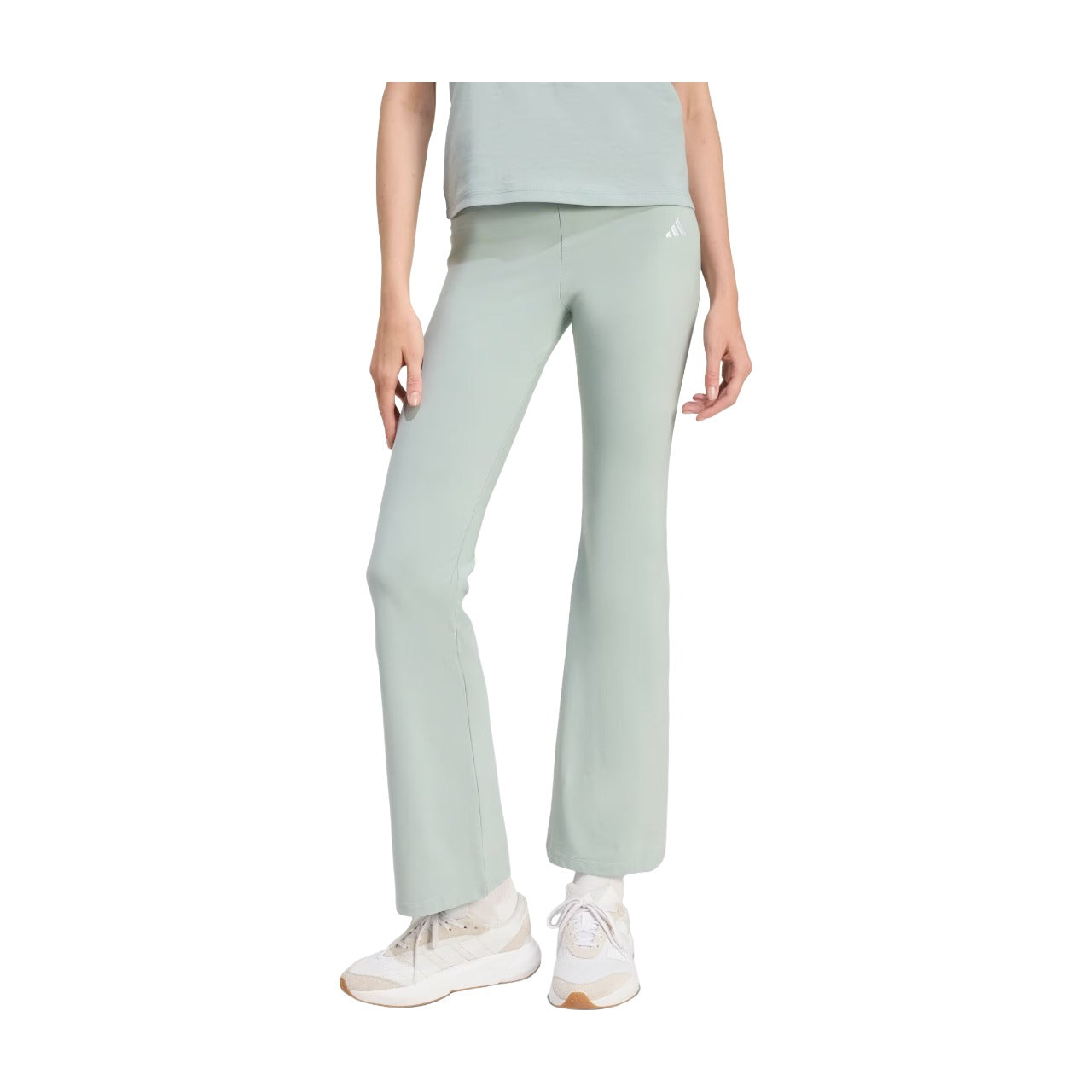 (WMNS) Леггинсы Adidas Essentials Small Logo Flared Leggings 'Wonder Sage White' — фото 2