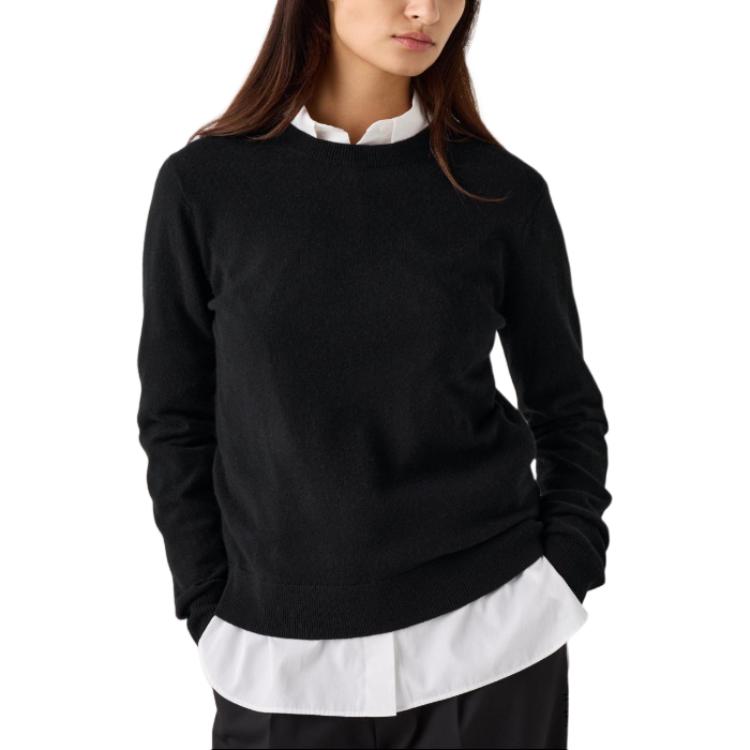 

Классический черный кашемировый свитер для женщин UNIQLO