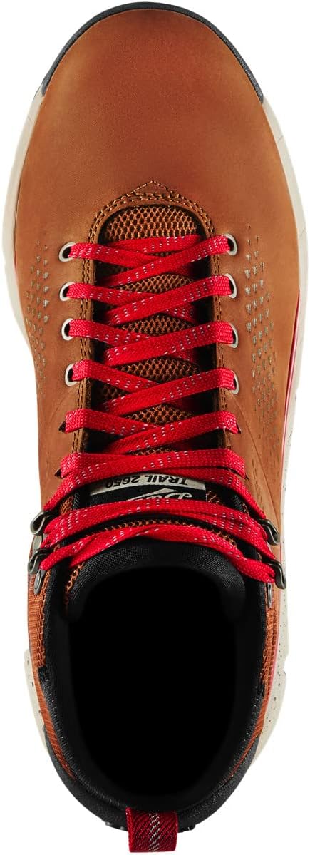 Мужские водонепроницаемые походные туфли Danner Trail 2650 Gore-Tex Mid 4" - верх из замши и текстиля с комфортной стелькой, системой поддержки пятки EXO и противоскользящей подошвой, коричневый/красный — фото 4