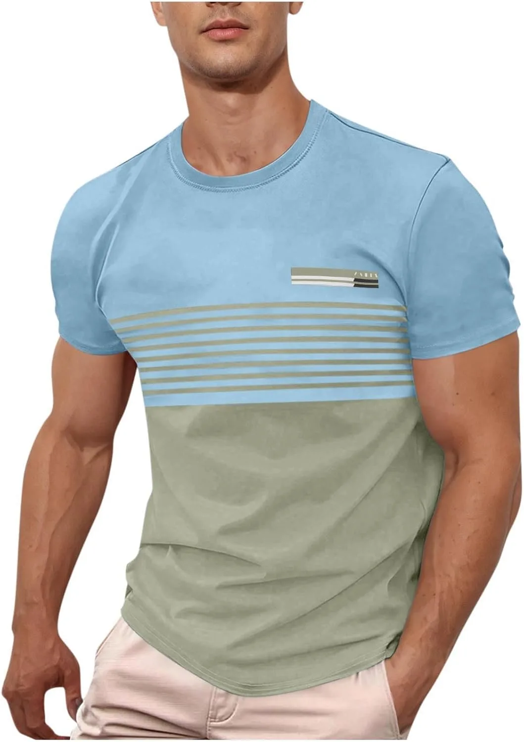 

Мужская футболка с коротким рукавом в полоску Color Block Sdeycui