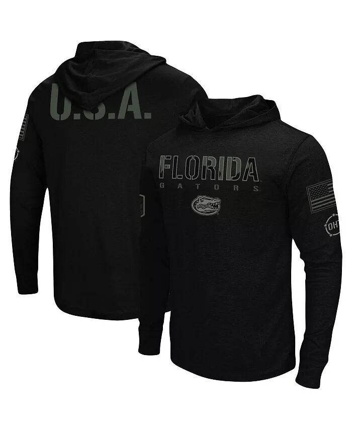 

Мужская черная футболка с капюшоном Florida Gators OHT в стиле милитари с длинным рукавом Colosseum