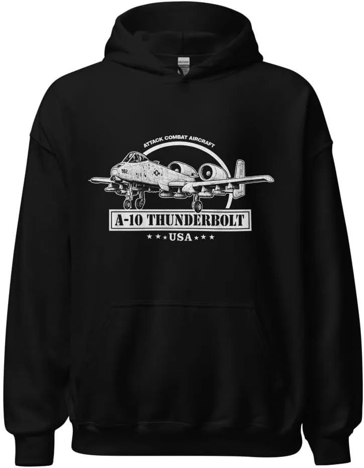 Толстовка A-10 Thunderbolt - худи с самолетом Warthog ВВС США Generic, черный