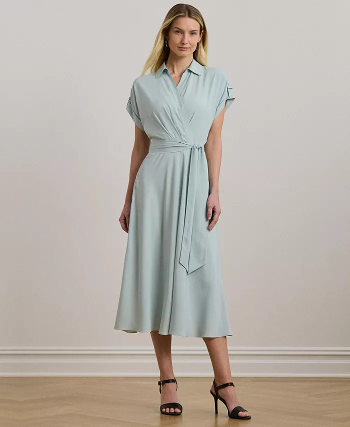 

Женское платье из крепа с поясом в цветочном принте Lauren Ralph Lauren, синий