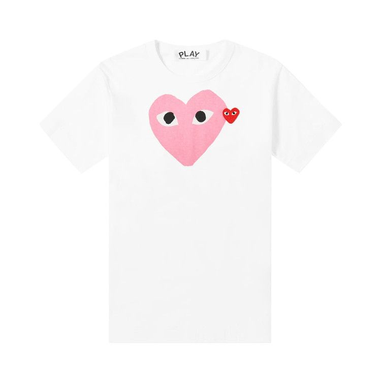 

Футболка Comme des Garçons Short-Sleeve Play T-Shirt With Pink/Red Heart, White/Pink