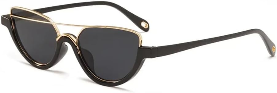 

Солнцезащитные очки в ретро-оправе полуовальной формы для женщин и мужчин, винтажные очки «кошачий глаз» с металлическим покрытием, защита от ультрафиолета UV400 UJNHGQ, C1