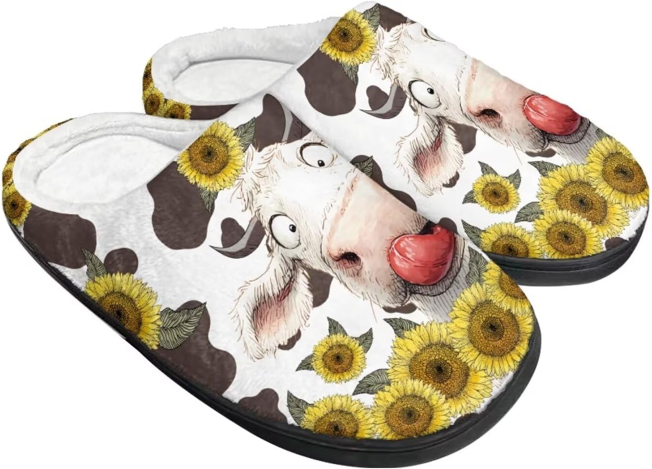 

Женские уютные пушистые тапочки унисекс с легким надеванием, повседневные домашние тапочки для спальни с противоскользящей подошвой для мужчин Tomeusey, Funny Cow