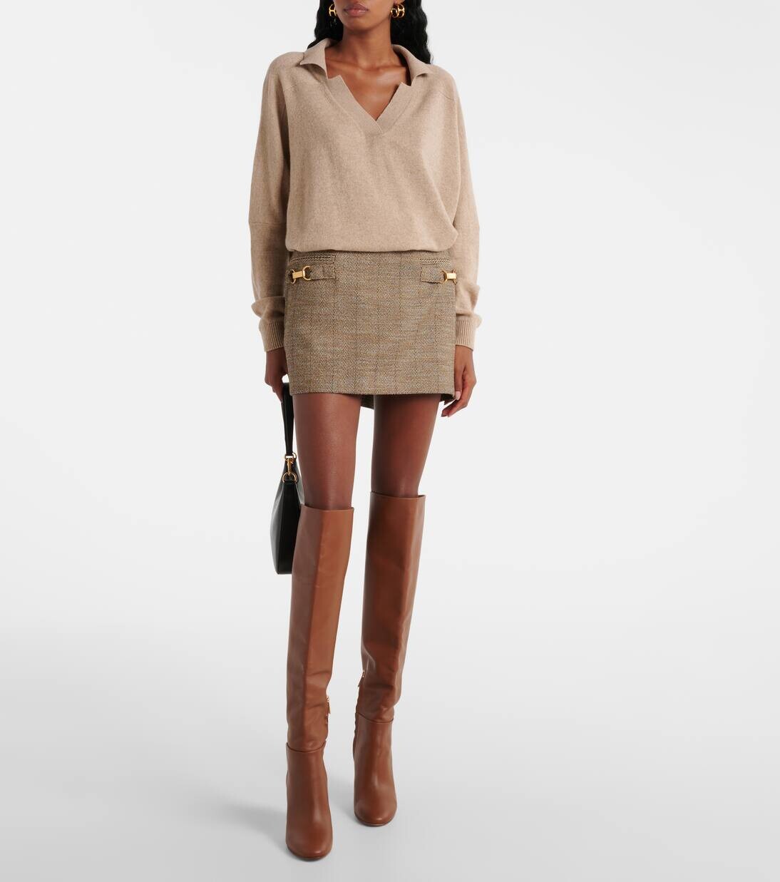 Мини-юбка из шерстяной смеси с узором «ёлочка» Stella Mccartney, цвет chestnut — фото 2